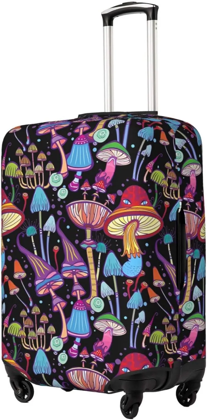 Travel Luggage Cover Suitcase Elastic Washable Stretch Abstract Mushrooms Suitcase Protector Bag,Anti-Scratch Spandex Double-Sided Baggage Covers For Wheeled Suitcase Kid Adult