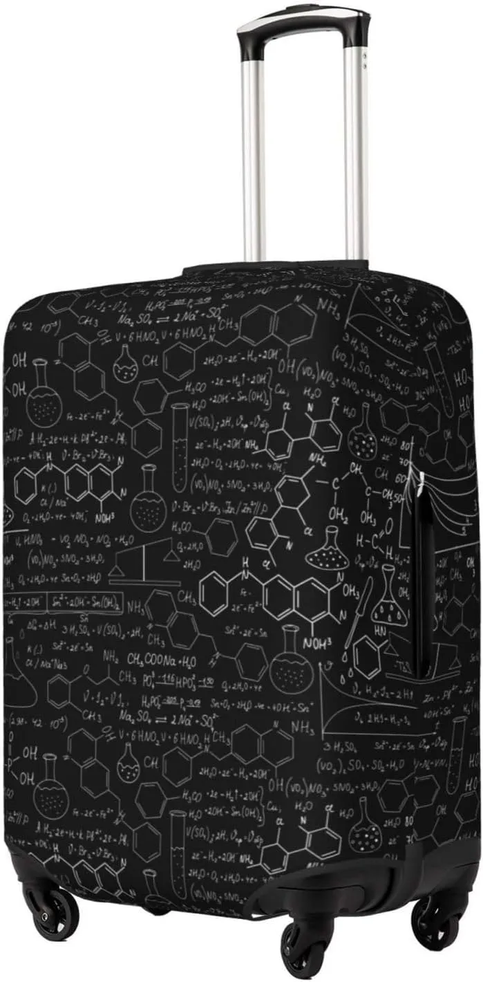 Travel Luggage Cover Suitcase Elastic Washable Stretch Abstract Science Chemistry Suitcase Protector Bag,Anti-Scratch Dust-Proof With Zipper Closure Baggage Covers,Large