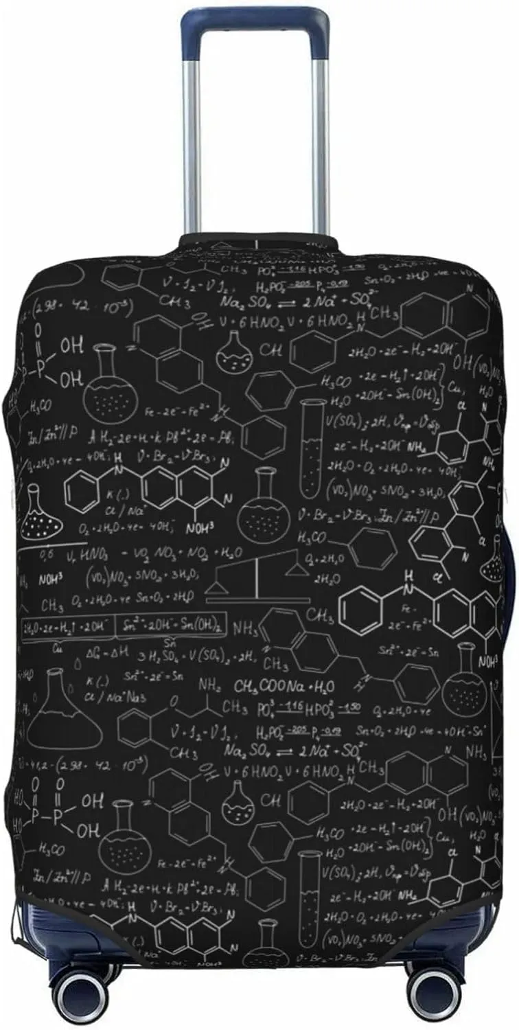 Travel Luggage Cover Suitcase Elastic Washable Stretch Abstract Science Chemistry Suitcase Protector Bag,Anti-Scratch Dust-Proof With Zipper Closure Baggage Covers,Large