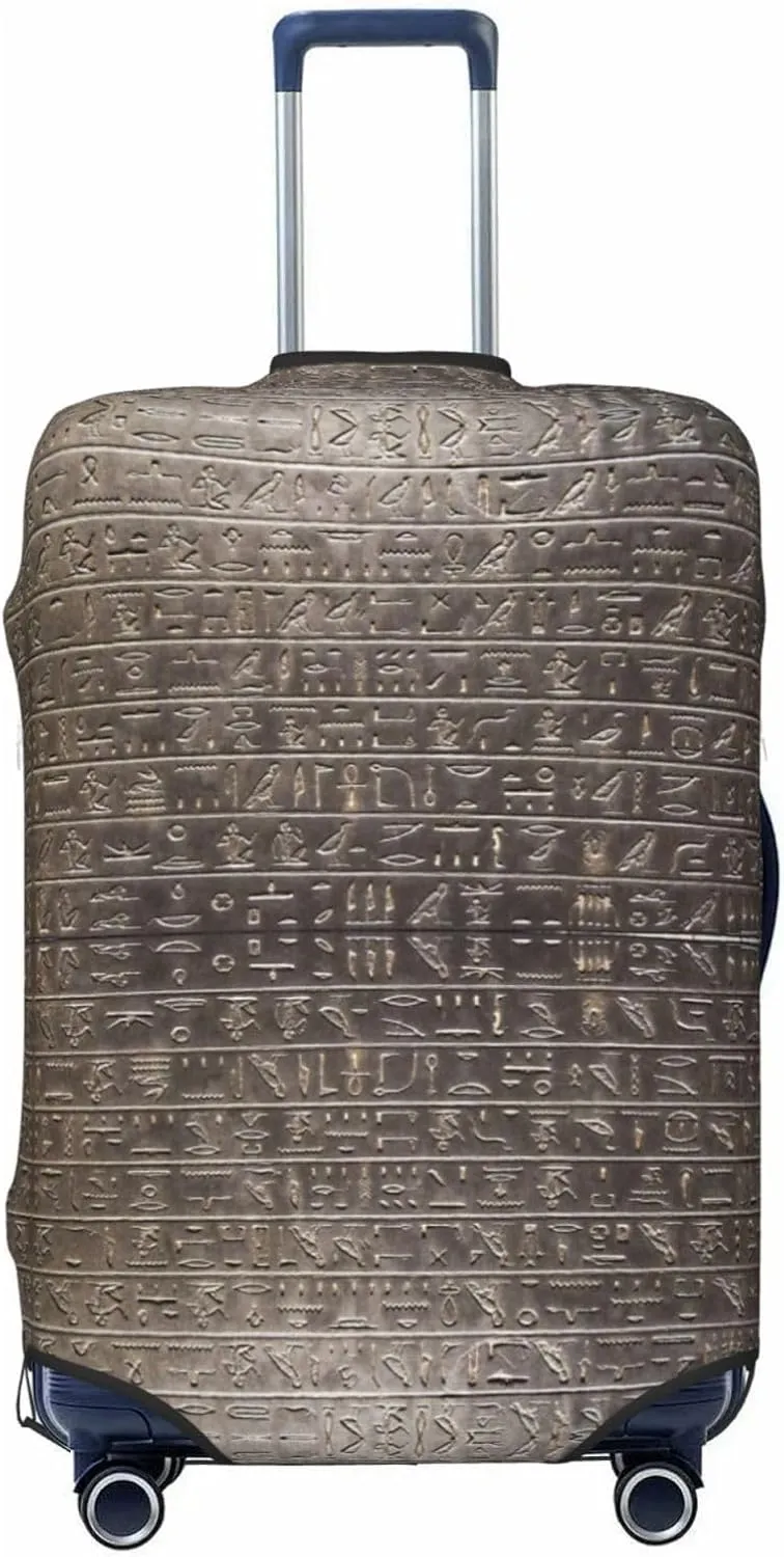 Travel Luggage Cover Suitcase Elastic Washable Stretch Ancient Egyptian Hieroglyphics Suitcase Protector Bag,Anti-Scratch Spandex Double-Sided Baggage Covers For Wheeled Suitcase Kid Adult