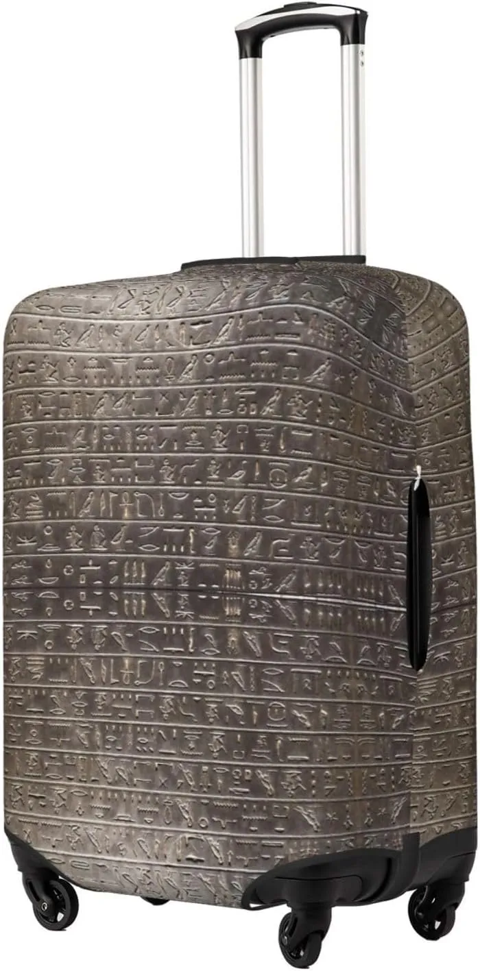 Travel Luggage Cover Suitcase Elastic Washable Stretch Ancient Egyptian Hieroglyphics Suitcase Protector Bag,Anti-Scratch Spandex Double-Sided Baggage Covers For Wheeled Suitcase Kid Adult