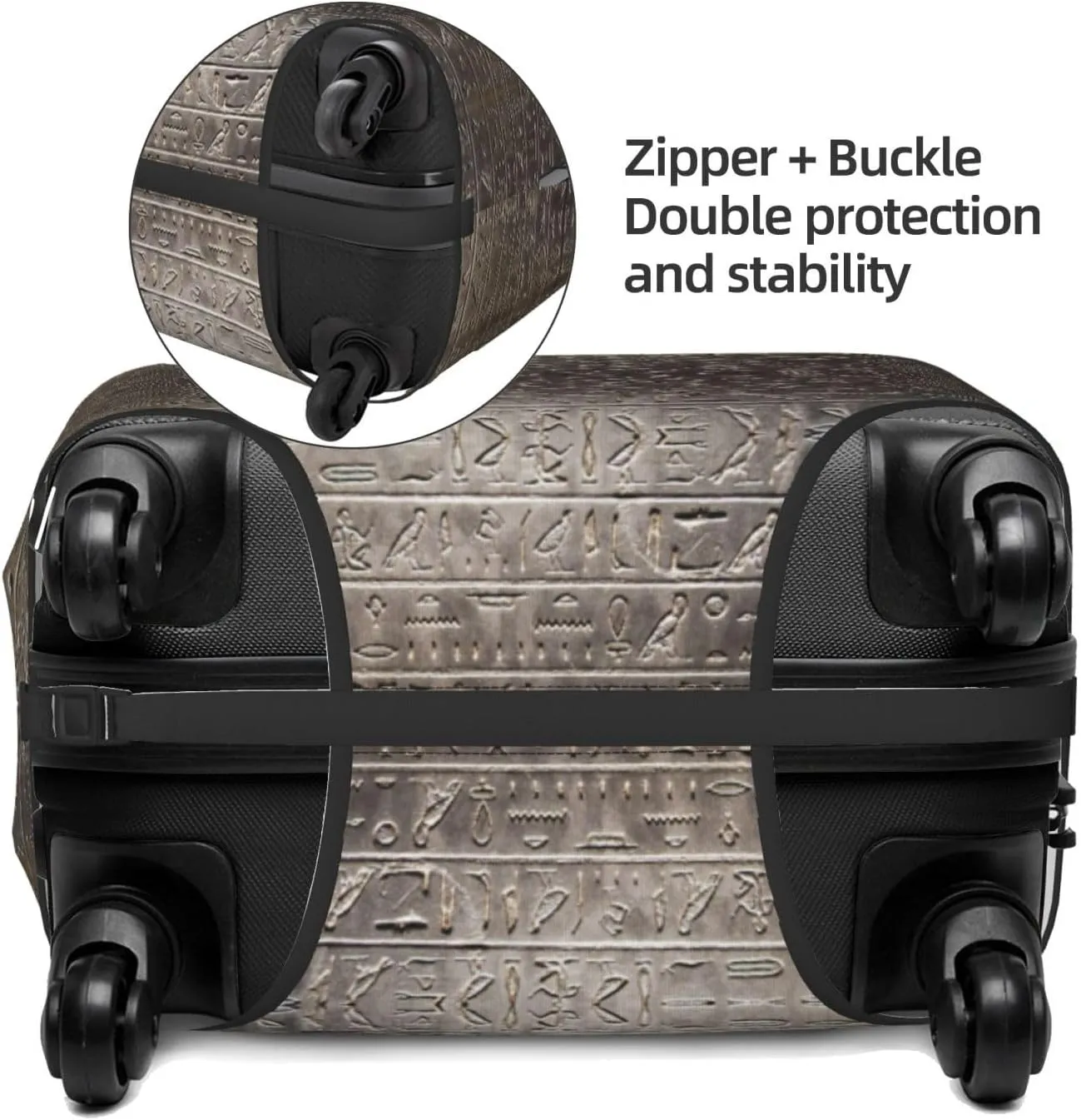 Travel Luggage Cover Suitcase Elastic Washable Stretch Ancient Egyptian Hieroglyphics Suitcase Protector Bag,Anti-Scratch Spandex Double-Sided Baggage Covers For Wheeled Suitcase Kid Adult
