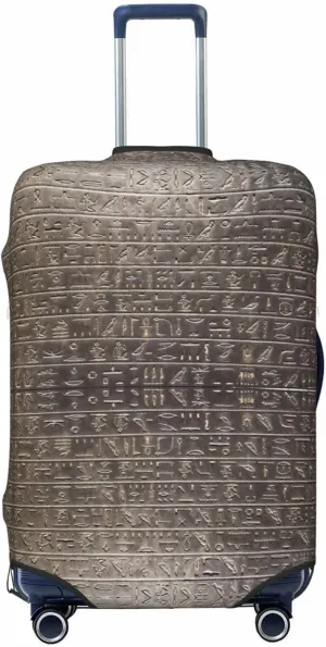 Travel Luggage Cover Suitcase Elastic Washable Stretch Ancient Egyptian Hieroglyphics Suitcase Protector Bag,Anti-Scratch Spandex Double-Sided Baggage Covers For Wheeled Suitcase Kid Adult