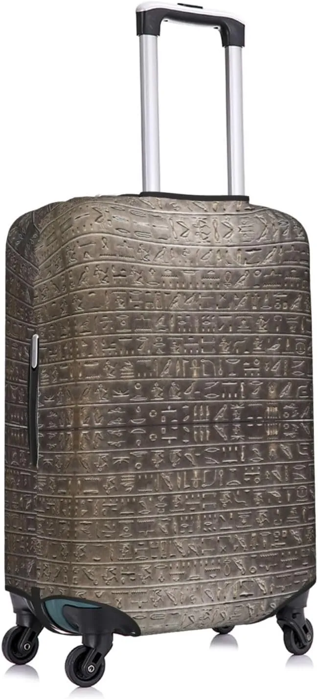 Travel Luggage Cover Suitcase Elastic Washable Stretch Ancient Egyptian Hieroglyphics Suitcase Protector Bag,Anti-Scratch Spandex Double-Sided Baggage Covers For Wheeled Suitcase Kid Adult