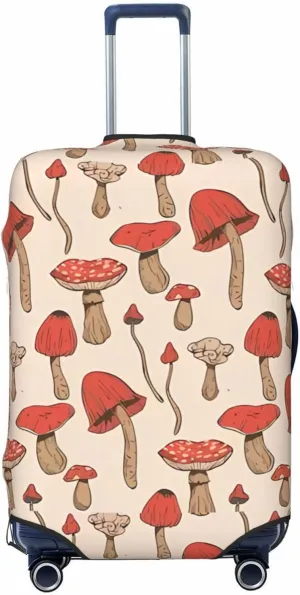 Travel Luggage Cover Suitcase Elastic Washable Stretch Autumn Forest Mushrooms Psychedelic Suitcase Protector Bag,Anti-Scratch Spandex With Zipper Closure Baggage Covers,Large