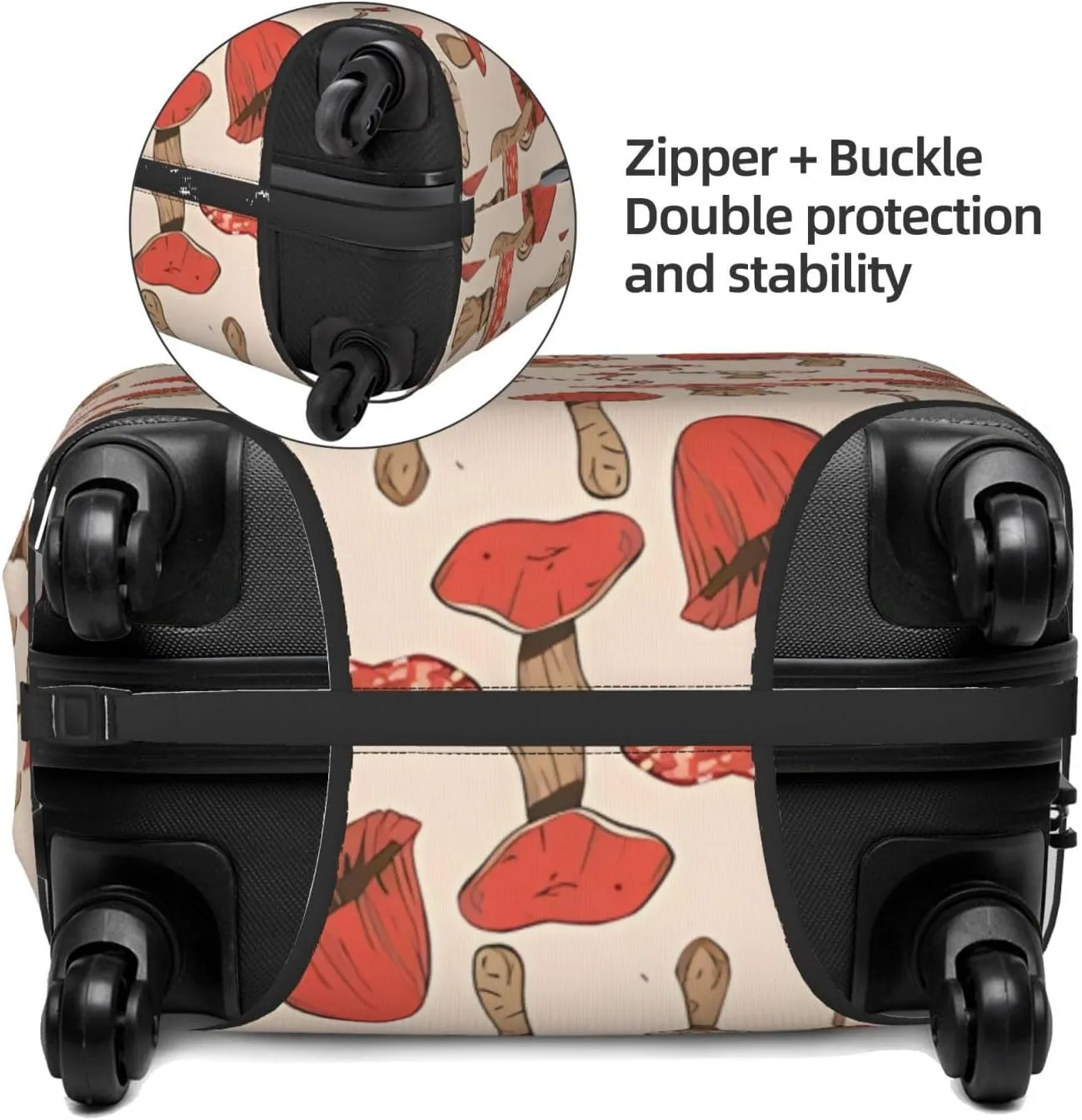 Travel Luggage Cover Suitcase Elastic Washable Stretch Autumn Forest Mushrooms Psychedelic Suitcase Protector Bag,Anti-Scratch Spandex With Zipper Closure Baggage Covers,Large