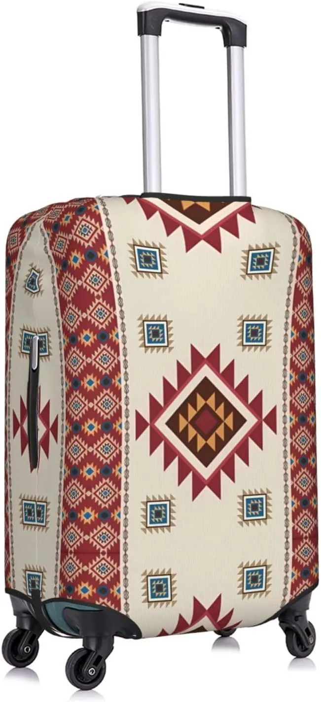 Travel Luggage Cover Suitcase Elastic Washable Stretch Aztec Mexican Native Tribal Ethnic Suitcase Protector Bag,Anti-Scratch Spandex With Zipper Closure Baggage Covers For Wheeled Suitcase Kid Adult