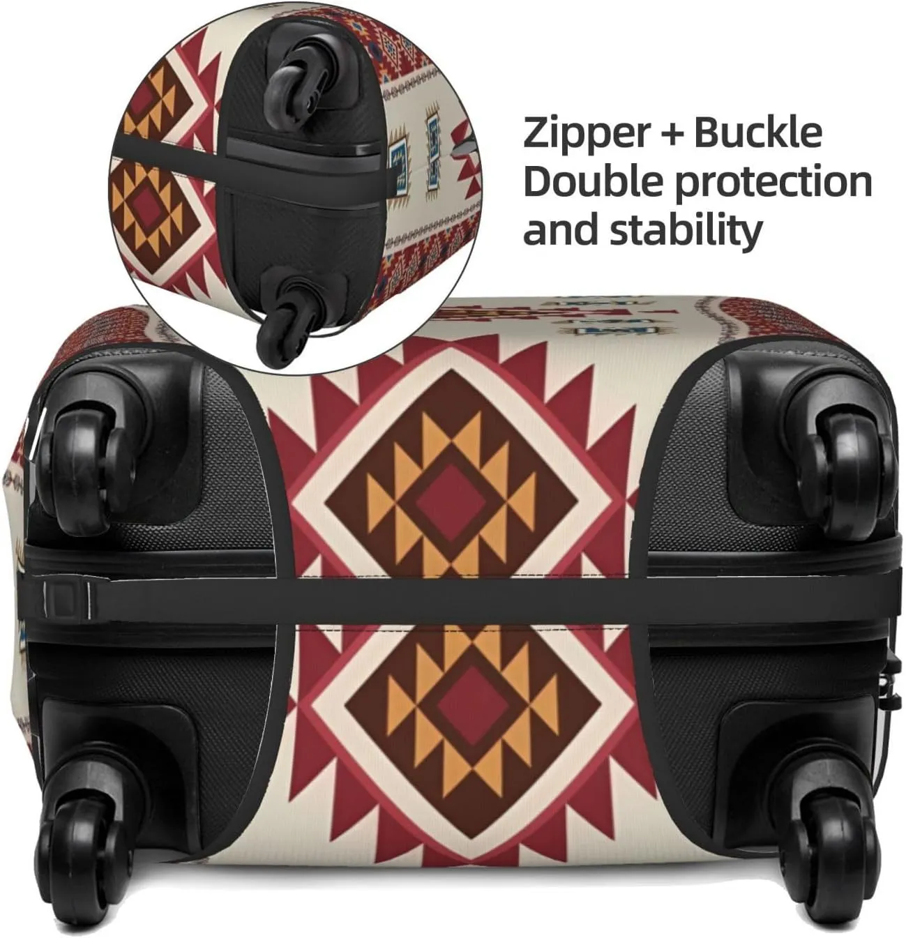 Travel Luggage Cover Suitcase Elastic Washable Stretch Aztec Mexican Native Tribal Ethnic Suitcase Protector Bag,Anti-Scratch Spandex With Zipper Closure Baggage Covers For Wheeled Suitcase Kid Adult