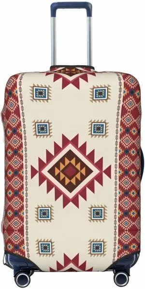 Travel Luggage Cover Suitcase Elastic Washable Stretch Aztec Mexican Native Tribal Ethnic Suitcase Protector Bag,Anti-Scratch Spandex With Zipper Closure Baggage Covers For Wheeled Suitcase Kid Adult