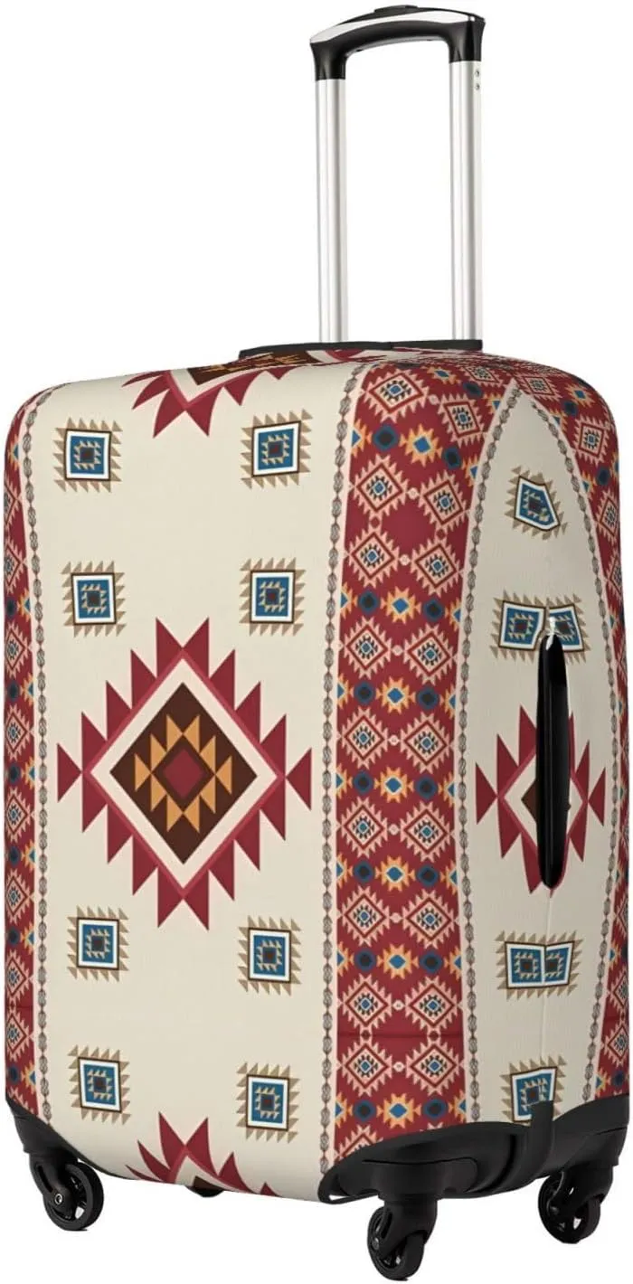 Travel Luggage Cover Suitcase Elastic Washable Stretch Aztec Mexican Native Tribal Ethnic Suitcase Protector Bag,Anti-Scratch Spandex With Zipper Closure Baggage Covers For Wheeled Suitcase Kid Adult