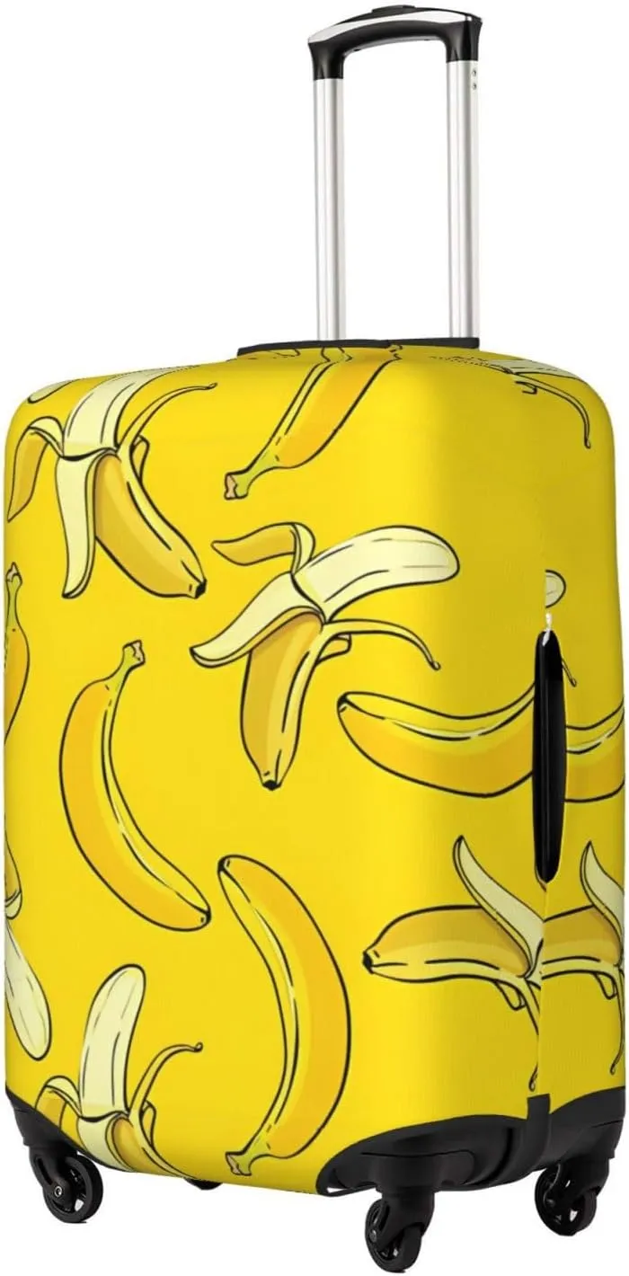 Travel Luggage Cover Suitcase Elastic Washable Stretch Banana Yellow 2 Suitcase Protector Bag,Anti-Scratch Spandex Double-Sided Baggage Covers For Wheeled Suitcase Kid Adult