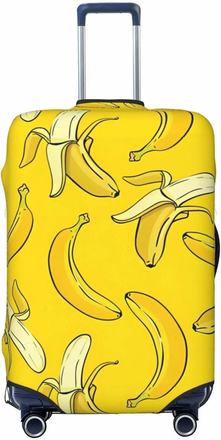 Travel Luggage Cover Suitcase Elastic Washable Stretch Banana Yellow 2 Suitcase Protector Bag,Anti-Scratch Spandex Double-Sided Baggage Covers For Wheeled Suitcase Kid Adult