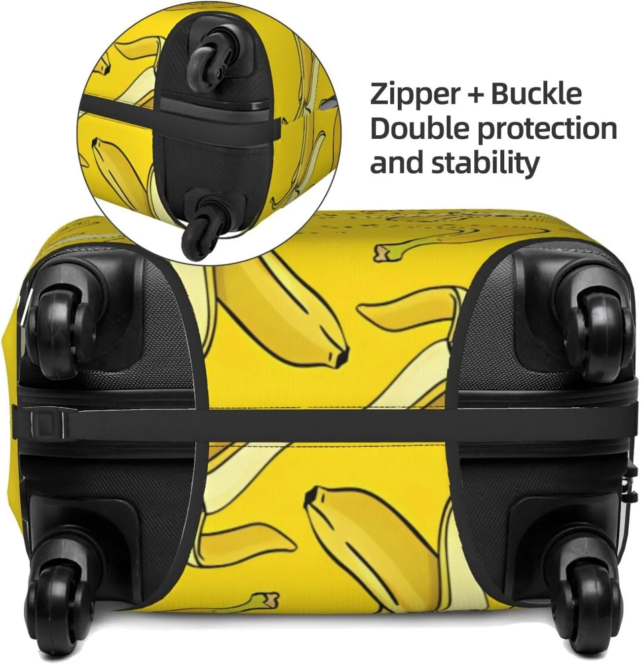 Travel Luggage Cover Suitcase Elastic Washable Stretch Banana Yellow 2 Suitcase Protector Bag,Anti-Scratch Spandex Double-Sided Baggage Covers For Wheeled Suitcase Kid Adult