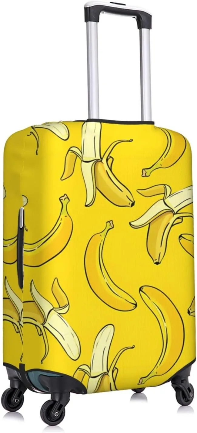 Travel Luggage Cover Suitcase Elastic Washable Stretch Banana Yellow 2 Suitcase Protector Bag,Anti-Scratch Spandex Double-Sided Baggage Covers For Wheeled Suitcase Kid Adult