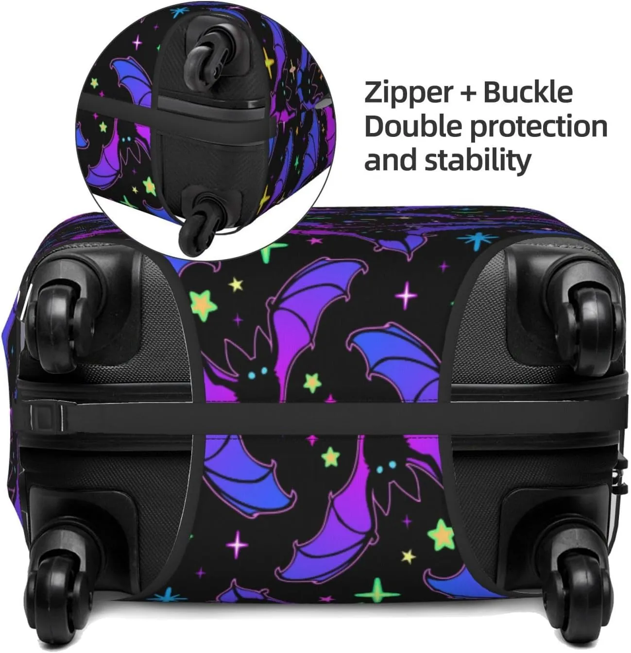 Travel Luggage Cover Suitcase Elastic Washable Stretch Bats Stars Suitcase Protector Bag,Anti-Scratch Dust-Proof Double-Sided Baggage Covers For Wheeled Suitcase Kid Adult