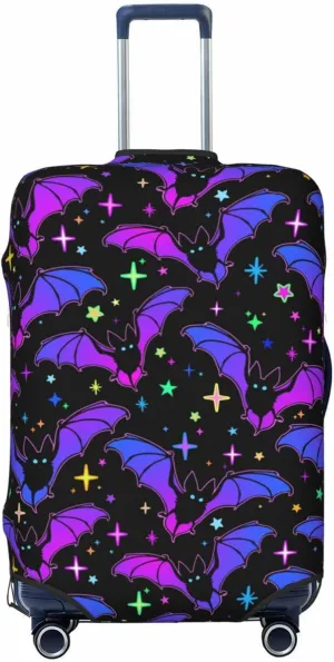 Travel Luggage Cover Suitcase Elastic Washable Stretch Bats Stars Suitcase Protector Bag,Anti-Scratch Dust-Proof Double-Sided Baggage Covers For Wheeled Suitcase Kid Adult