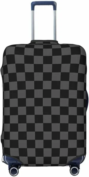 Travel Luggage Cover Suitcase Elastic Washable Stretch Black Plaid Checkered Suitcase Protector Bag,Anti-Scratch Spandex With Zipper Closure Baggage Covers For Wheeled Suitcase Kid Adult