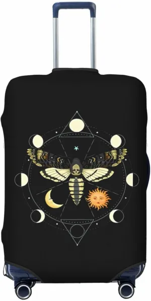 Travel Luggage Cover Suitcase Elastic Washable Stretch Boho Sun Moon Phase Moth Suitcase Protector Bag,Anti-Scratch Dust-Proof Double-Sided Baggage Covers For Wheeled Suitcase Kid Adult