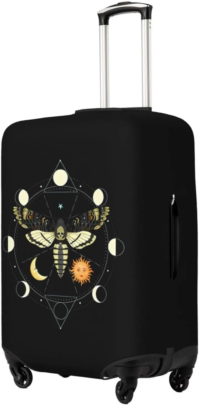 Travel Luggage Cover Suitcase Elastic Washable Stretch Boho Sun Moon Phase Moth Suitcase Protector Bag,Anti-Scratch Dust-Proof Double-Sided Baggage Covers For Wheeled Suitcase Kid Adult