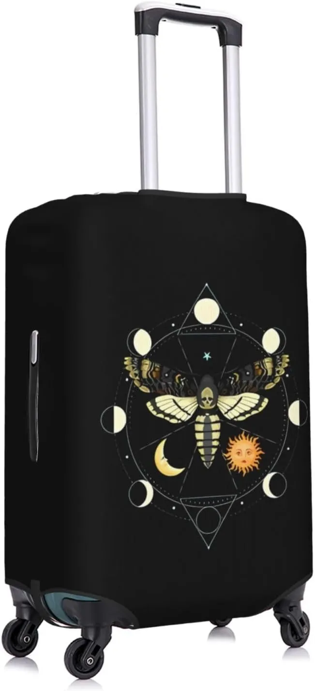 Travel Luggage Cover Suitcase Elastic Washable Stretch Boho Sun Moon Phase Moth Suitcase Protector Bag,Anti-Scratch Dust-Proof Double-Sided Baggage Covers For Wheeled Suitcase Kid Adult