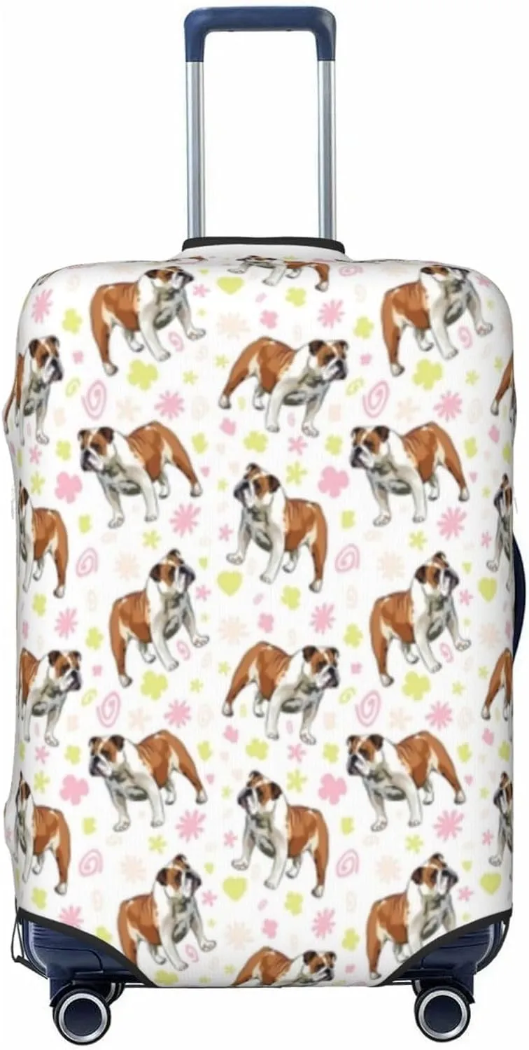 Travel Luggage Cover Suitcase Elastic Washable Stretch Bulldog Dogs Pug Puppy Suitcase Protector Bag,Anti-Scratch Dust-Proof With Zipper Closure Baggage Covers For Wheeled Suitcase Kid Adult