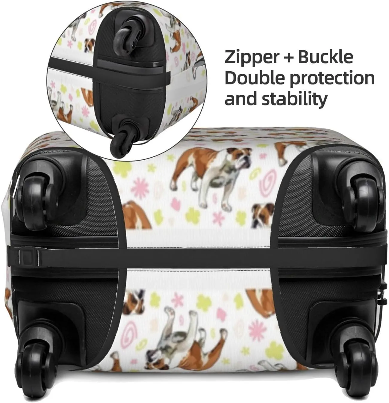 Travel Luggage Cover Suitcase Elastic Washable Stretch Bulldog Dogs Pug Puppy Suitcase Protector Bag,Anti-Scratch Dust-Proof With Zipper Closure Baggage Covers For Wheeled Suitcase Kid Adult