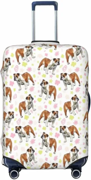 Travel Luggage Cover Suitcase Elastic Washable Stretch Bulldog Dogs Pug Puppy Suitcase Protector Bag,Anti-Scratch Dust-Proof With Zipper Closure Baggage Covers For Wheeled Suitcase Kid Adult