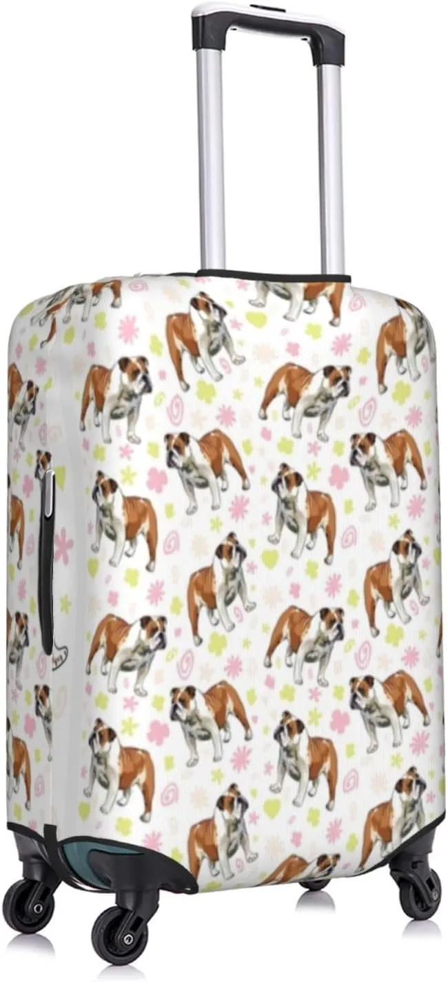 Travel Luggage Cover Suitcase Elastic Washable Stretch Bulldog Dogs Pug Puppy Suitcase Protector Bag,Anti-Scratch Dust-Proof With Zipper Closure Baggage Covers For Wheeled Suitcase Kid Adult