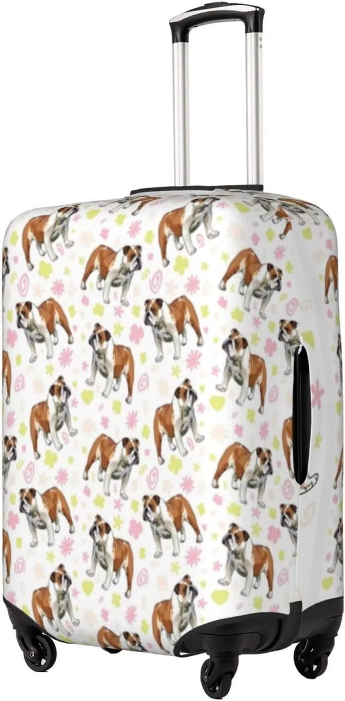 Travel Luggage Cover Suitcase Elastic Washable Stretch Bulldog Dogs Pug Puppy Suitcase Protector Bag,Anti-Scratch Dust-Proof With Zipper Closure Baggage Covers For Wheeled Suitcase Kid Adult