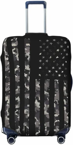 Travel Luggage Cover Suitcase Elastic Washable Stretch Camo American Flag Suitcase Protector Bag,Anti-Scratch Spandex Double-Sided Baggage Covers For Wheeled Suitcase Kid Adult