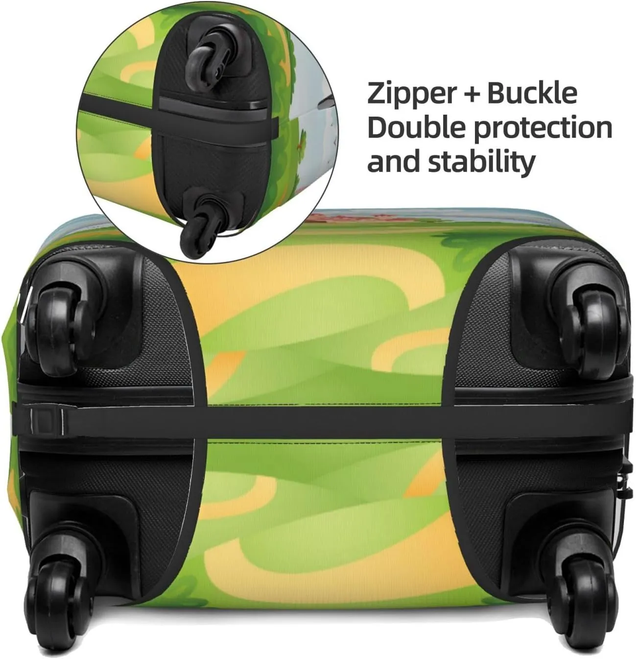 Travel Luggage Cover Suitcase Elastic Washable Stretch Cartoon Castle With Rainbow Suitcase Protector Bag,Anti-Scratch Dust-Proof Double-Sided Baggage Covers For Wheeled Suitcase Kid Adult,X-Large