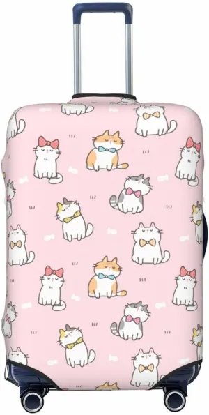 Travel Luggage Cover Suitcase Elastic Washable Stretch Cartoon Cats Suitcase Protector Bag,Anti-Scratch Spandex With Zipper Closure Baggage Covers For Wheeled Suitcase Kid Adult
