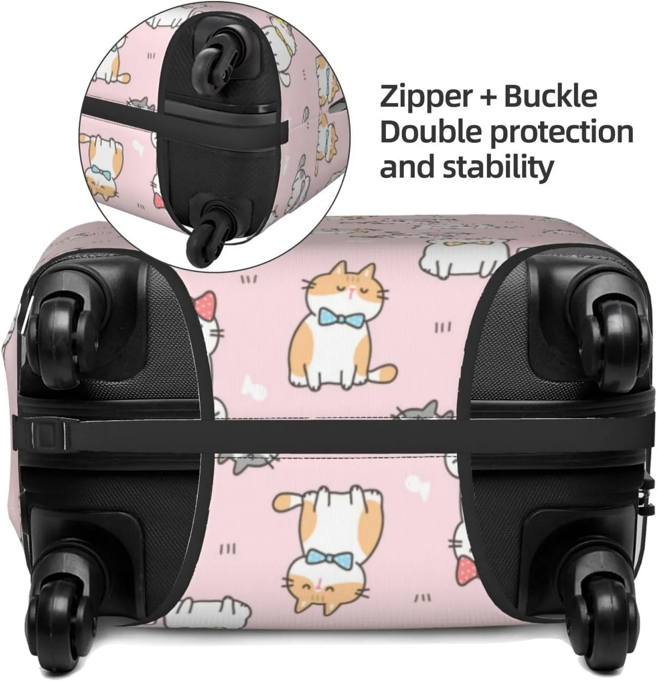 Travel Luggage Cover Suitcase Elastic Washable Stretch Cartoon Cats Suitcase Protector Bag,Anti-Scratch Spandex With Zipper Closure Baggage Covers For Wheeled Suitcase Kid Adult