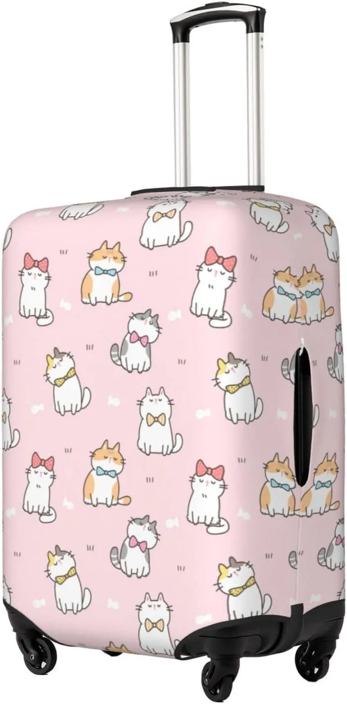 Travel Luggage Cover Suitcase Elastic Washable Stretch Cartoon Cats Suitcase Protector Bag,Anti-Scratch Spandex With Zipper Closure Baggage Covers For Wheeled Suitcase Kid Adult