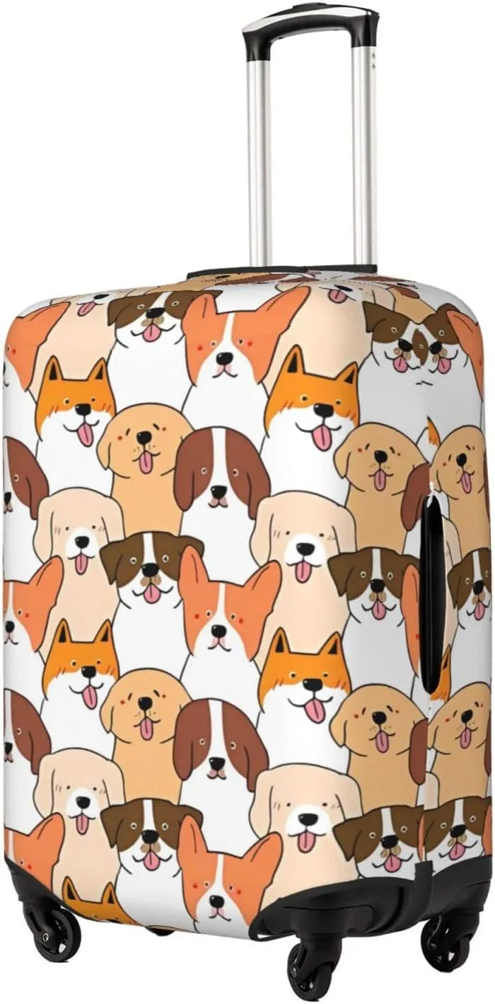 Travel Luggage Cover Suitcase Elastic Washable Stretch Cartoon Dogs Suitcase Protector Bag,Anti-Scratch Spandex Double-Sided Baggage Covers For Wheeled Suitcase Kid Adult