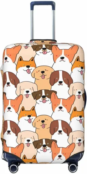Travel Luggage Cover Suitcase Elastic Washable Stretch Cartoon Dogs Suitcase Protector Bag,Anti-Scratch Spandex Double-Sided Baggage Covers For Wheeled Suitcase Kid Adult