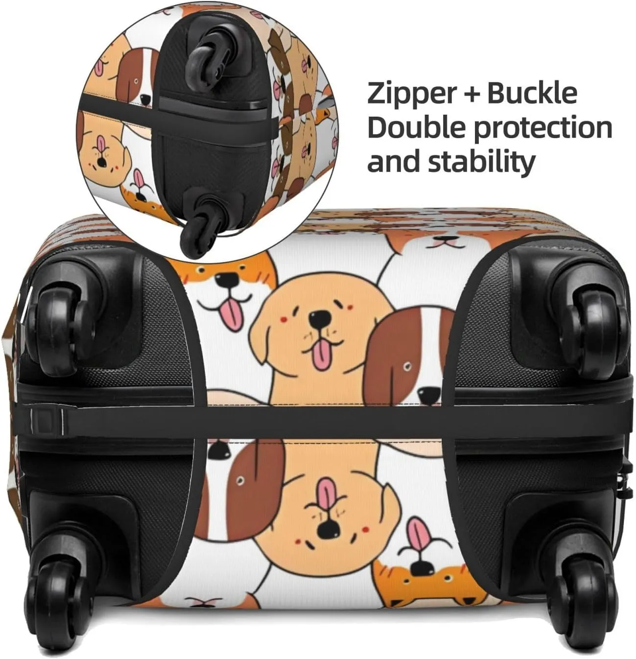 Travel Luggage Cover Suitcase Elastic Washable Stretch Cartoon Dogs Suitcase Protector Bag,Anti-Scratch Spandex Double-Sided Baggage Covers For Wheeled Suitcase Kid Adult