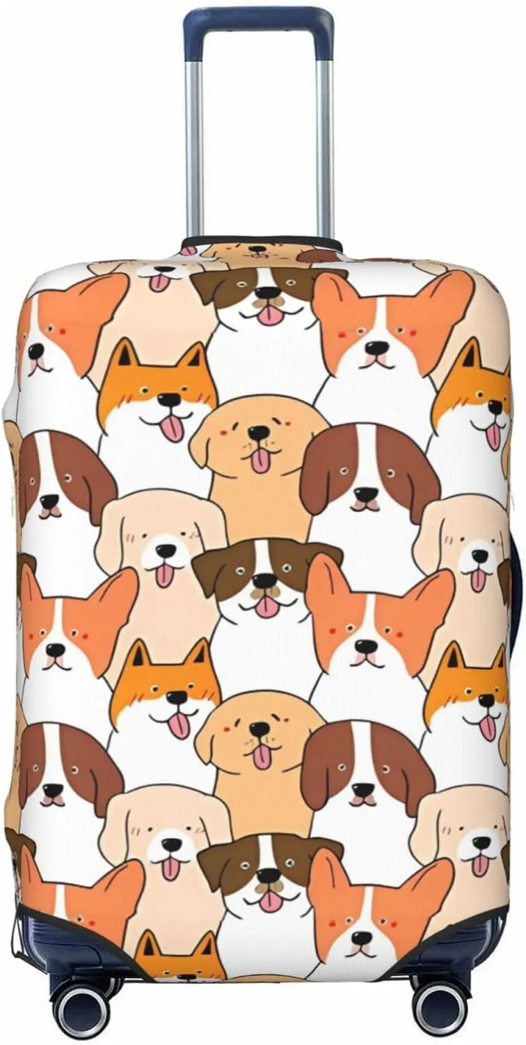 Travel Luggage Cover Suitcase Elastic Washable Stretch Cartoon Dogs Suitcase Protector Bag,Anti-Scratch Spandex Double-Sided Baggage Covers For Wheeled Suitcase Kid Adult
