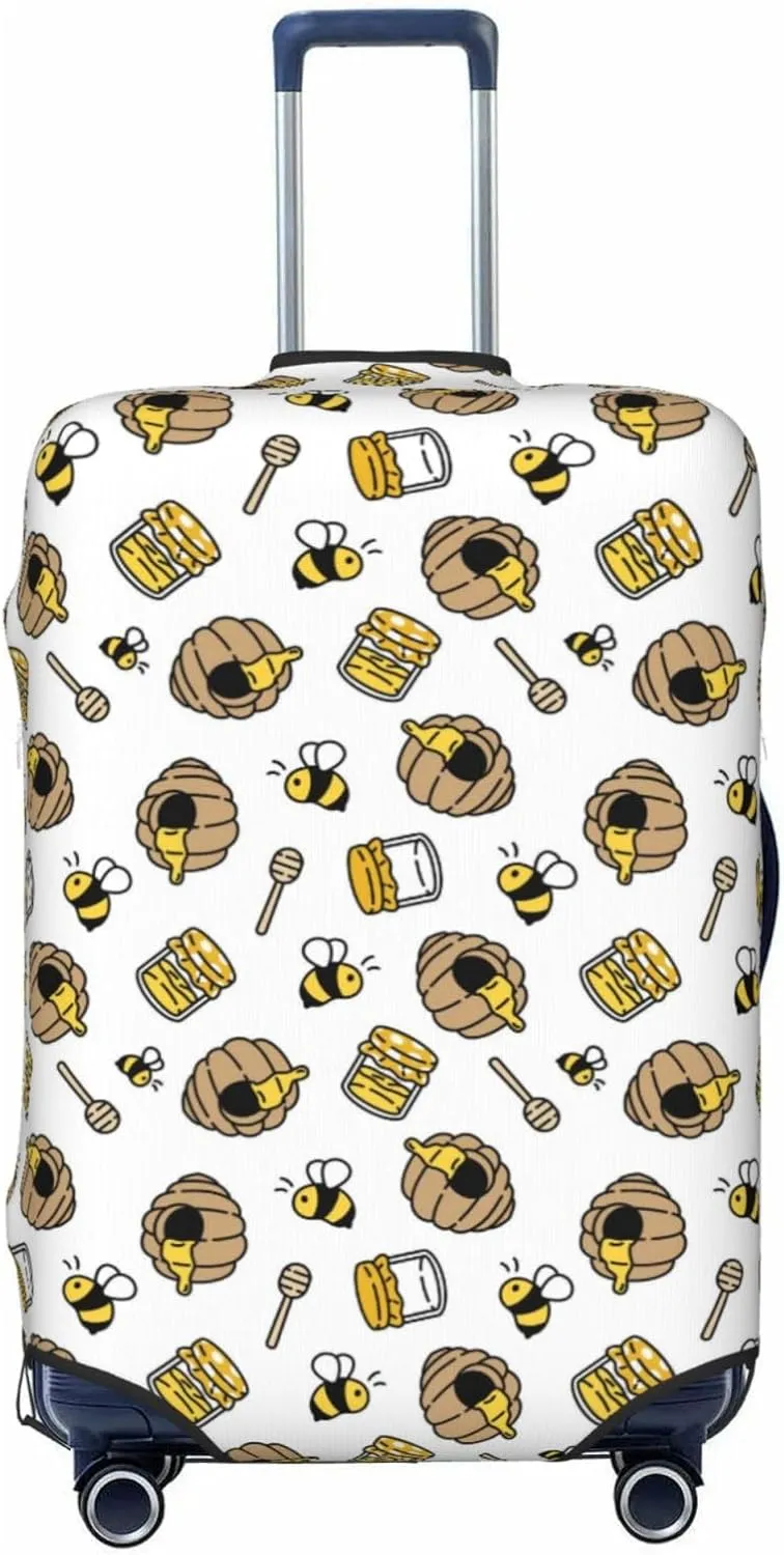 Travel Luggage Cover Suitcase Elastic Washable Stretch Cartoon Honey Bee Suitcase Protector Bag,Anti-Scratch Spandex Double-Sided