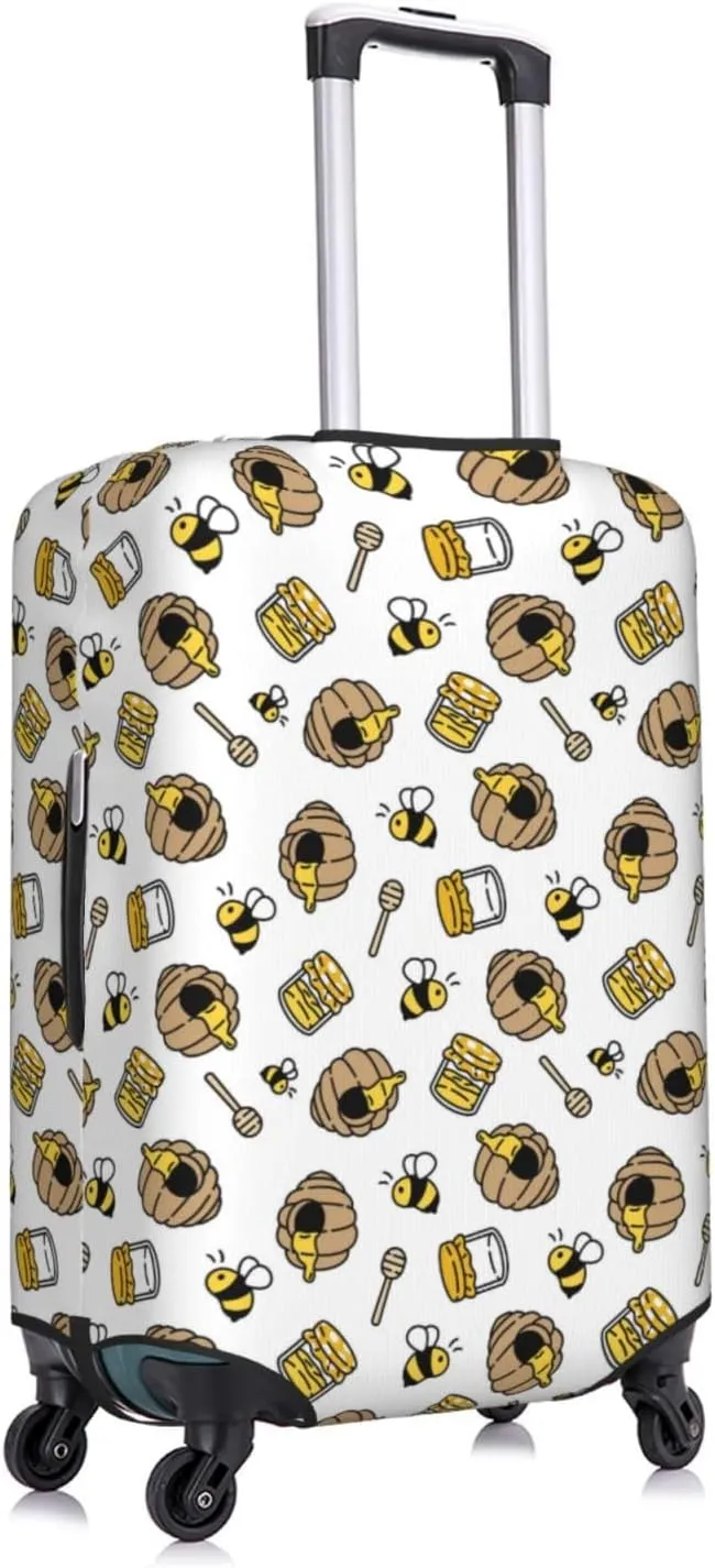 Travel Luggage Cover Suitcase Elastic Washable Stretch Cartoon Honey Bee Suitcase Protector Bag,Anti-Scratch Spandex Double-Sided