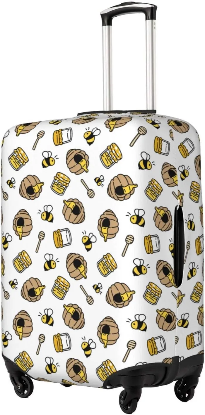Travel Luggage Cover Suitcase Elastic Washable Stretch Cartoon Honey Bee Suitcase Protector Bag,Anti-Scratch Spandex Double-Sided
