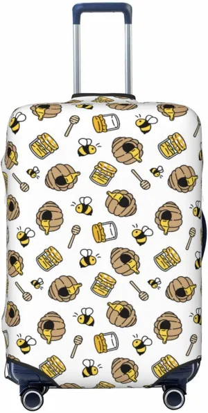 Travel Luggage Cover Suitcase Elastic Washable Stretch Cartoon Honey Bee Suitcase Protector Bag,Anti-Scratch Spandex Double-Sided
