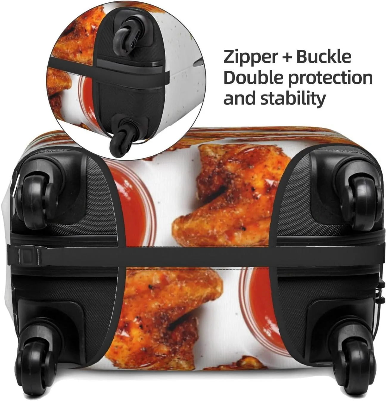 Travel Luggage Cover Suitcase Elastic Washable Stretch Chicken Wings Suitcase Protector Bag,Anti-Scratch Spandex Double-Sided Baggage Covers For Wheeled Suitcase Kid Adult