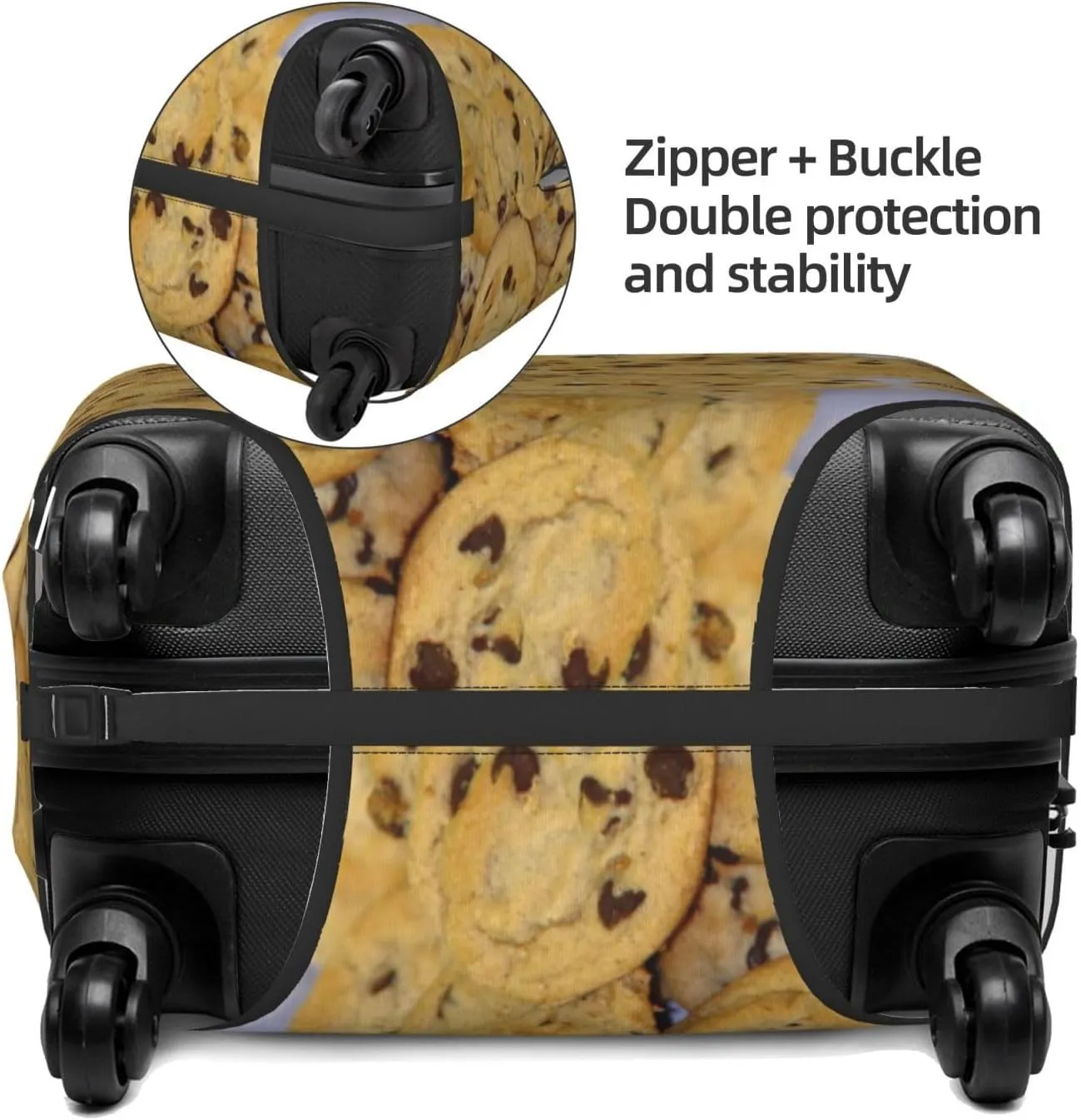 Travel Luggage Cover Suitcase Elastic Washable Stretch Chocolate Chip Cookies Suitcase Protector Bag,Anti-Scratch Dust-Proof Double-Sided Baggage Covers For Wheeled Suitcase Kid Adult