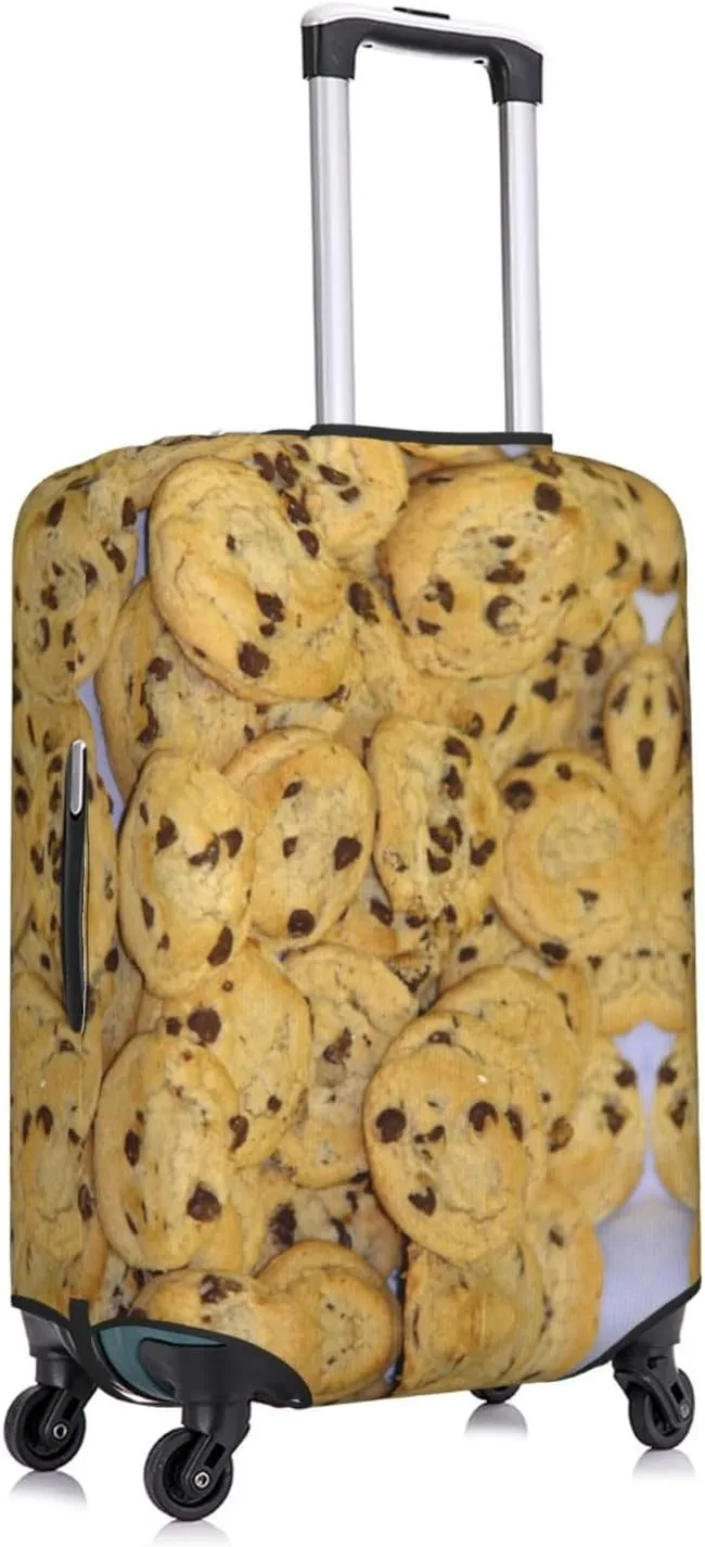 Travel Luggage Cover Suitcase Elastic Washable Stretch Chocolate Chip Cookies Suitcase Protector Bag,Anti-Scratch Dust-Proof Double-Sided Baggage Covers For Wheeled Suitcase Kid Adult