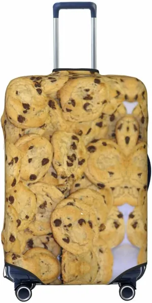 Travel Luggage Cover Suitcase Elastic Washable Stretch Chocolate Chip Cookies Suitcase Protector Bag,Anti-Scratch Dust-Proof Double-Sided Baggage Covers For Wheeled Suitcase Kid Adult