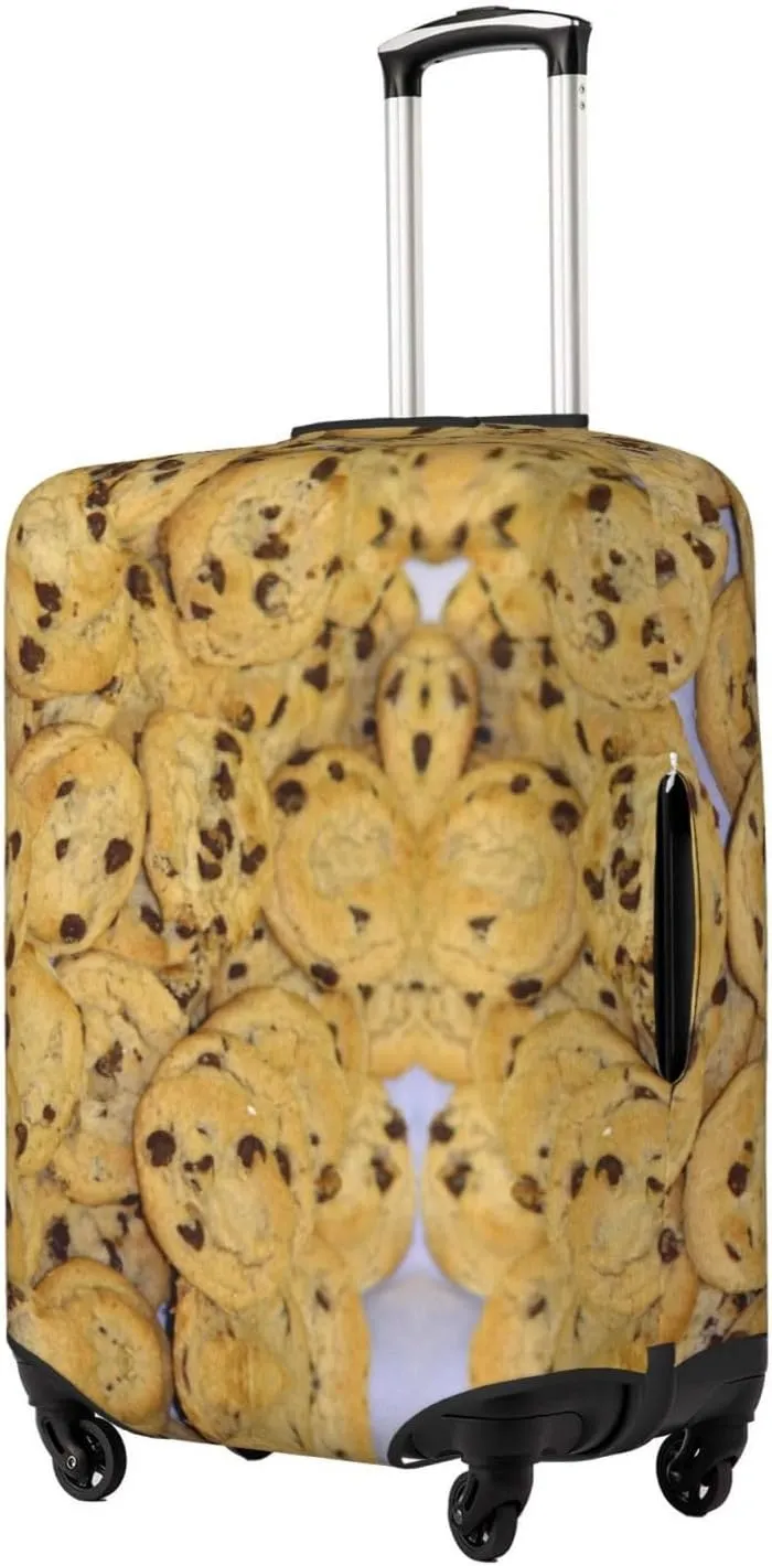 Travel Luggage Cover Suitcase Elastic Washable Stretch Chocolate Chip Cookies Suitcase Protector Bag,Anti-Scratch Dust-Proof Double-Sided Baggage Covers For Wheeled Suitcase Kid Adult