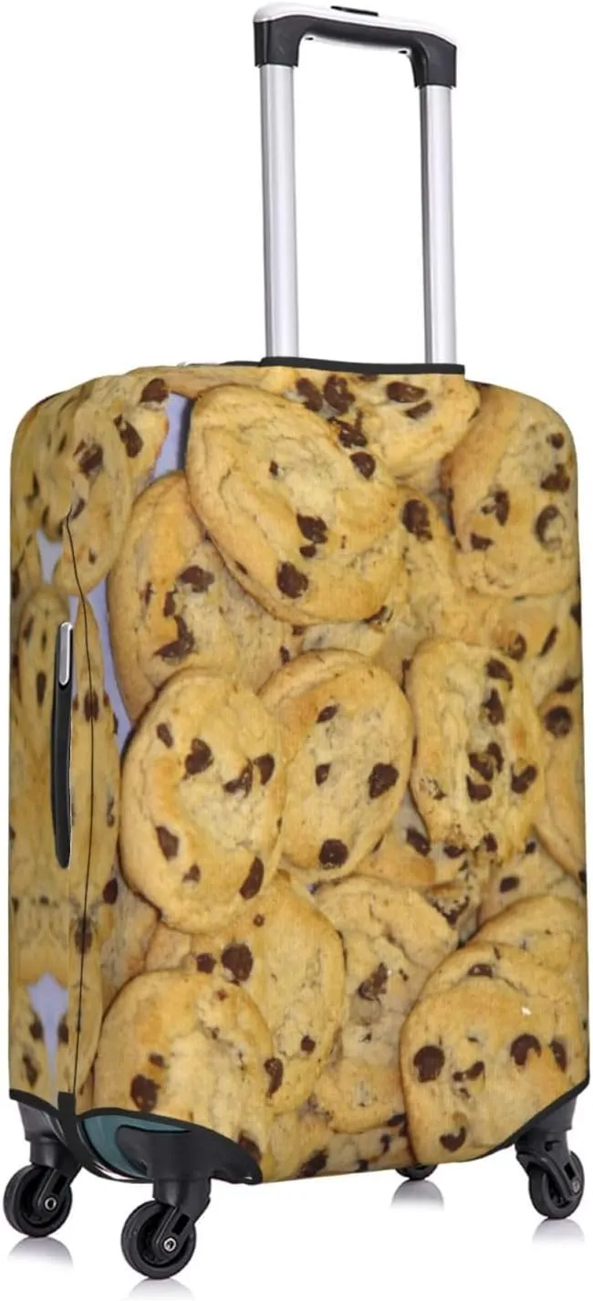 Travel Luggage Cover Suitcase Elastic Washable Stretch Chocolate Chip Cookies Suitcase Protector Bag,Anti-Scratch Spandex Double-Sided Baggage Covers For Wheeled Suitcase Kid Adult
