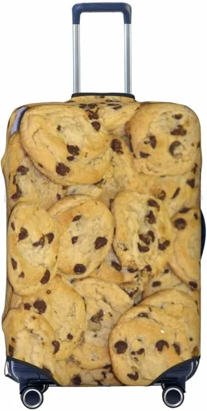 Travel Luggage Cover Suitcase Elastic Washable Stretch Chocolate Chip Cookies Suitcase Protector Bag,Anti-Scratch Spandex Double-Sided Baggage Covers For Wheeled Suitcase Kid Adult