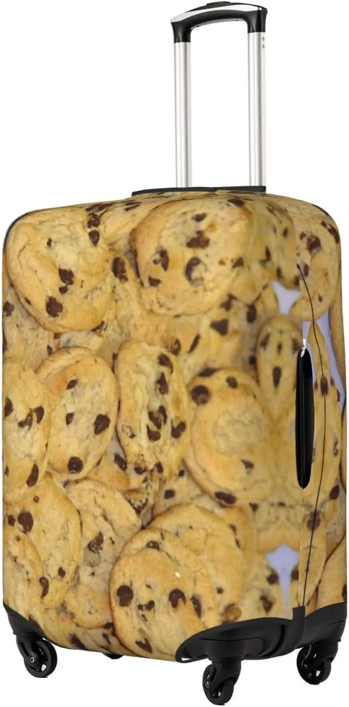 Travel Luggage Cover Suitcase Elastic Washable Stretch Chocolate Chip Cookies Suitcase Protector Bag,Anti-Scratch Spandex Double-Sided Baggage Covers For Wheeled Suitcase Kid Adult